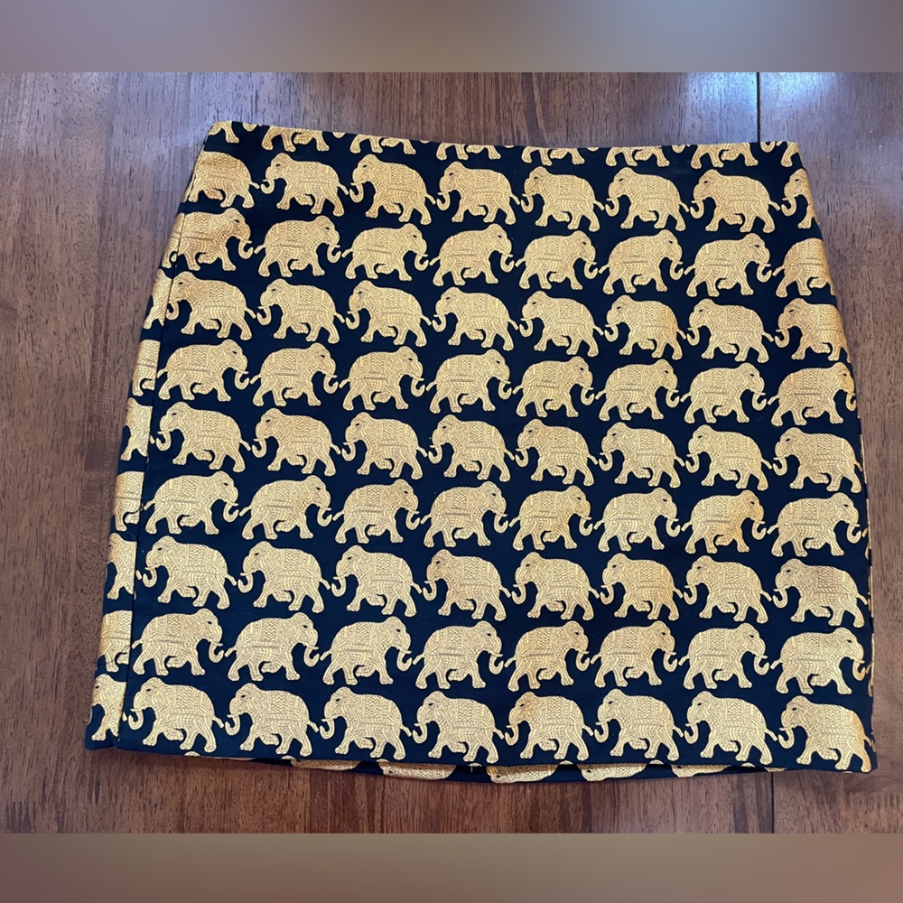 Black and gold elephant J.Crew mini skirt